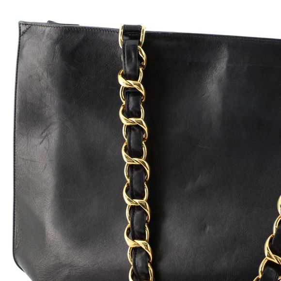 Chanel Vintage CC Chain Tote Lambskin XL Black - Picture 7 of 8